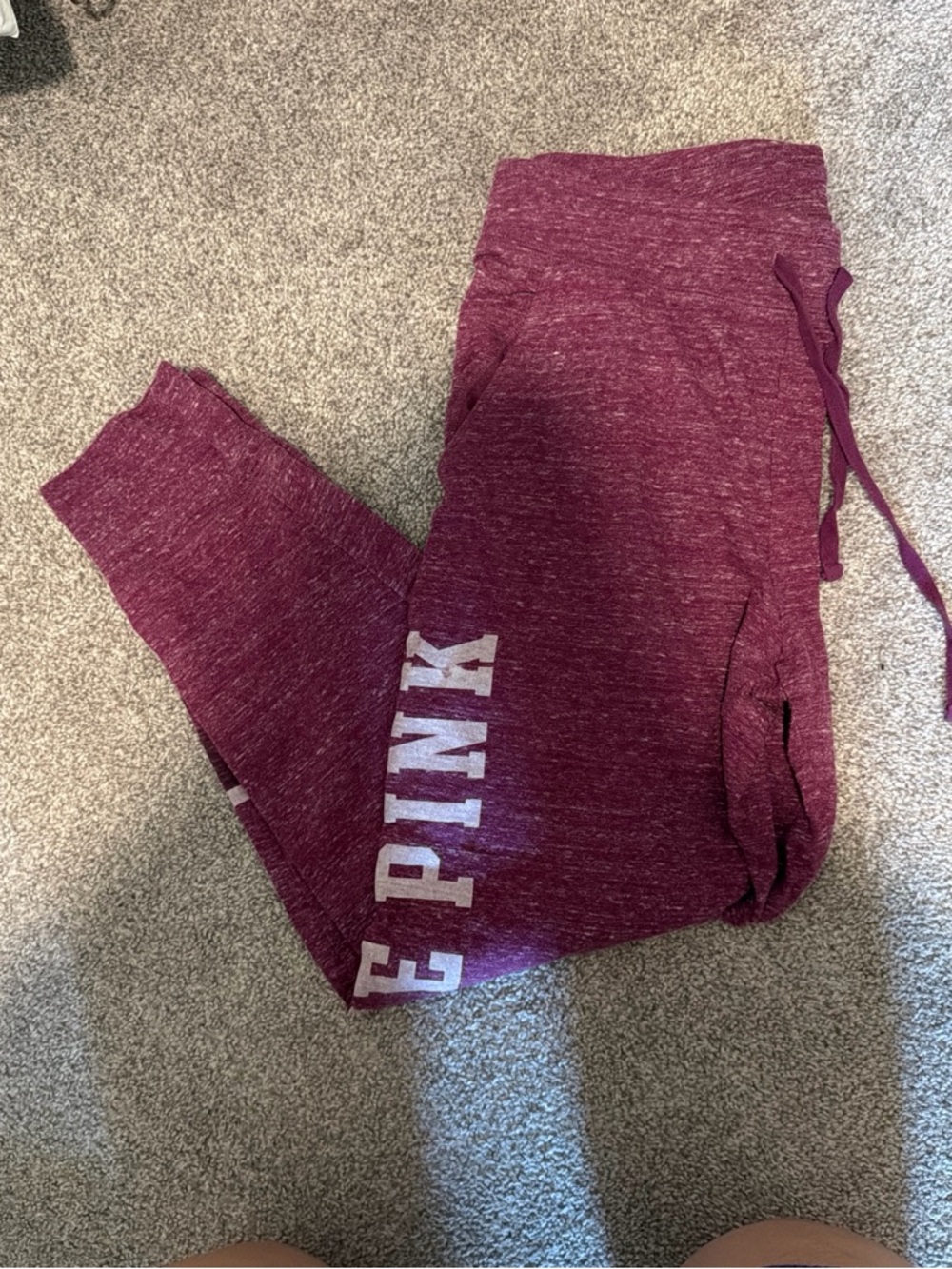 PINK Victoria's Secret Maroon Heather Track Joggers